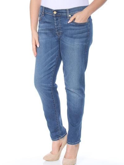 7 FOR ALL MANKIND Womens Blue Boyfriend Jeans