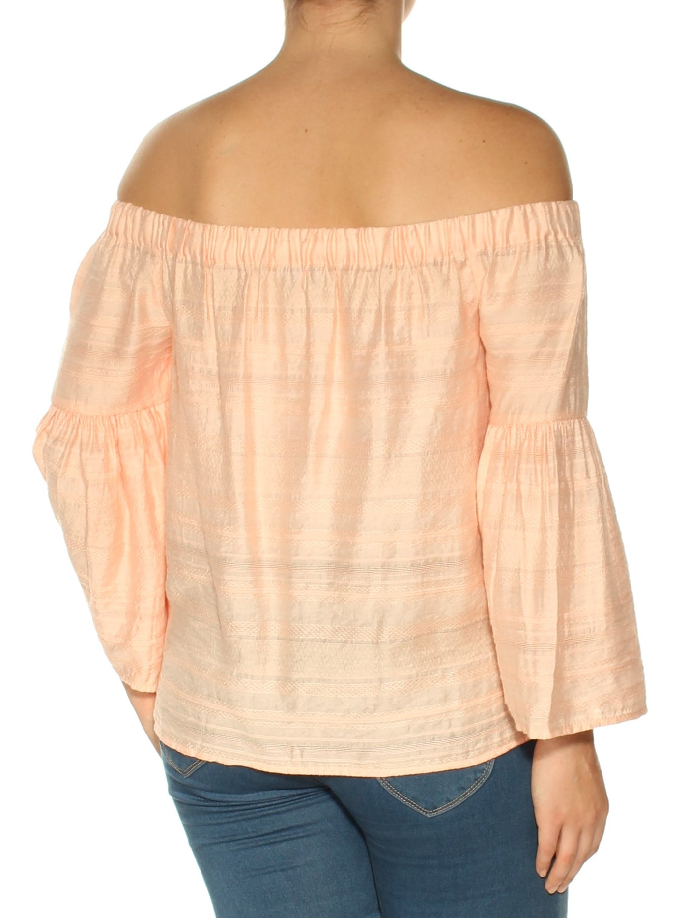 1. STATE Womens Orange Lace 3/4 Sleeve Off Shoulder Top