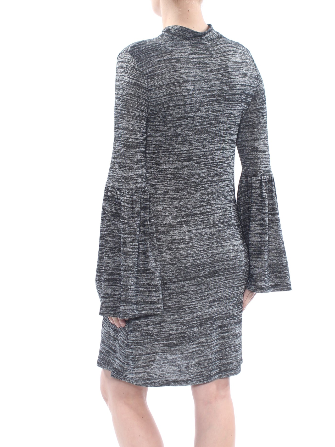 KENSIE Womens Gray Choker Spaced Dyed Bell Sleeve Scoop Neck Above The Knee Party Dress