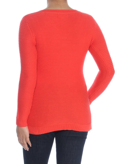 CHARTER CLUB Womens Orange Grommet Long Sleeve V Neck Sweater