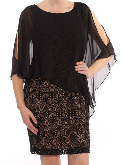 CONNECTED APPAREL Womens Lace Sleeveless Jewel Neck Above The Knee Cocktail Dress