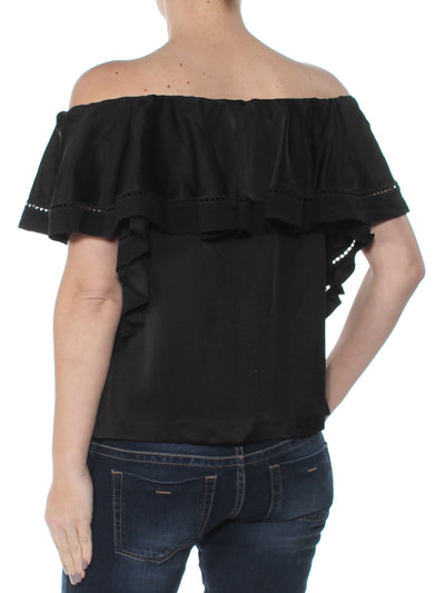 RACHEL ZOE Womens Black Off Shoulder Top