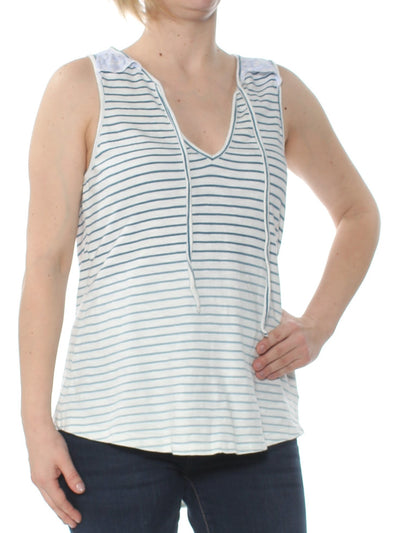 SANCTUARY Womens Ivory Eyelet Tank Striped Sleeveless Top