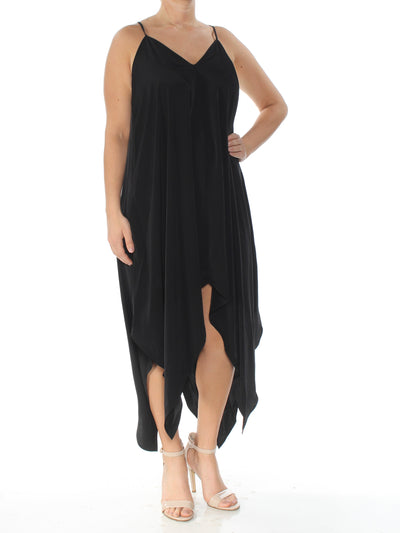 BAR III Womens Black Spaghetti Strap V Neck Above The Knee Cocktail Dress