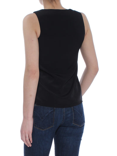 BAR III Womens Black Seamed Sleeveless V Neck Wear To Work Top