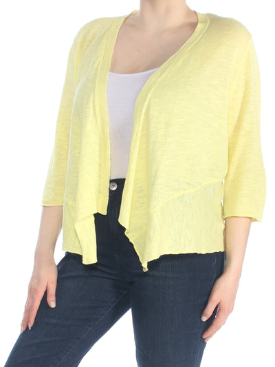 ALFANI Womens Yellow Open Front Top