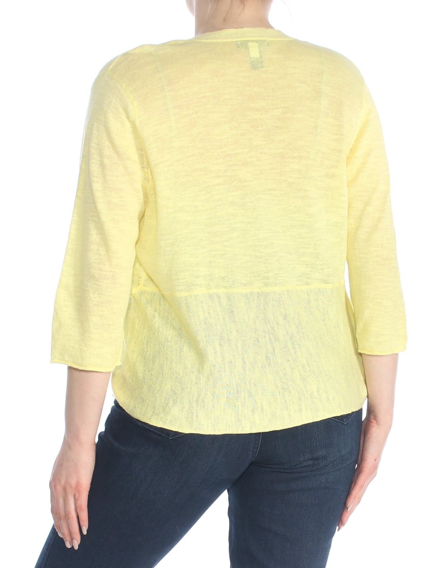 ALFANI Womens Yellow Open Front Top