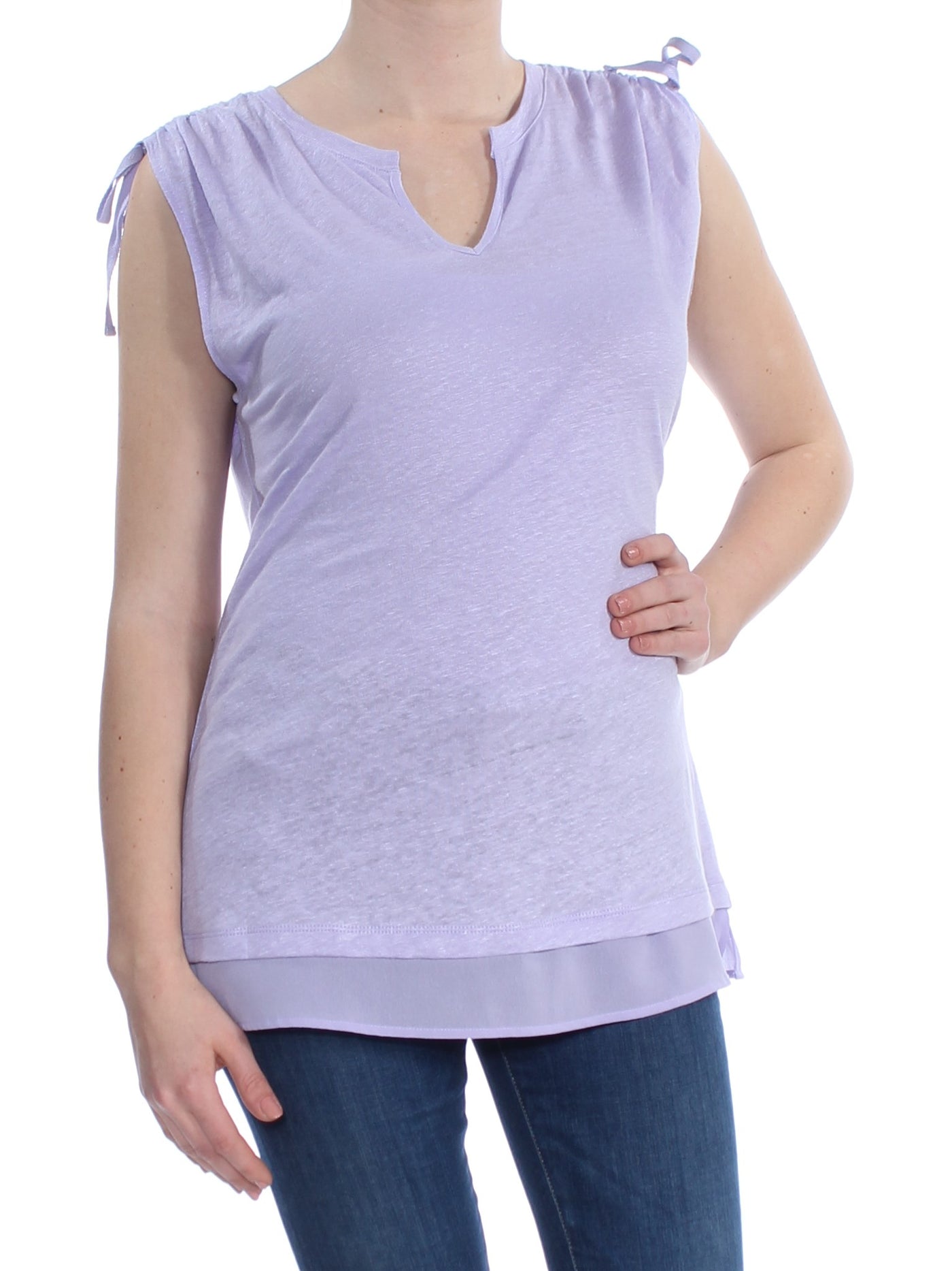 SANCTUARY Womens Tie Sleeveless V Neck T-Shirt