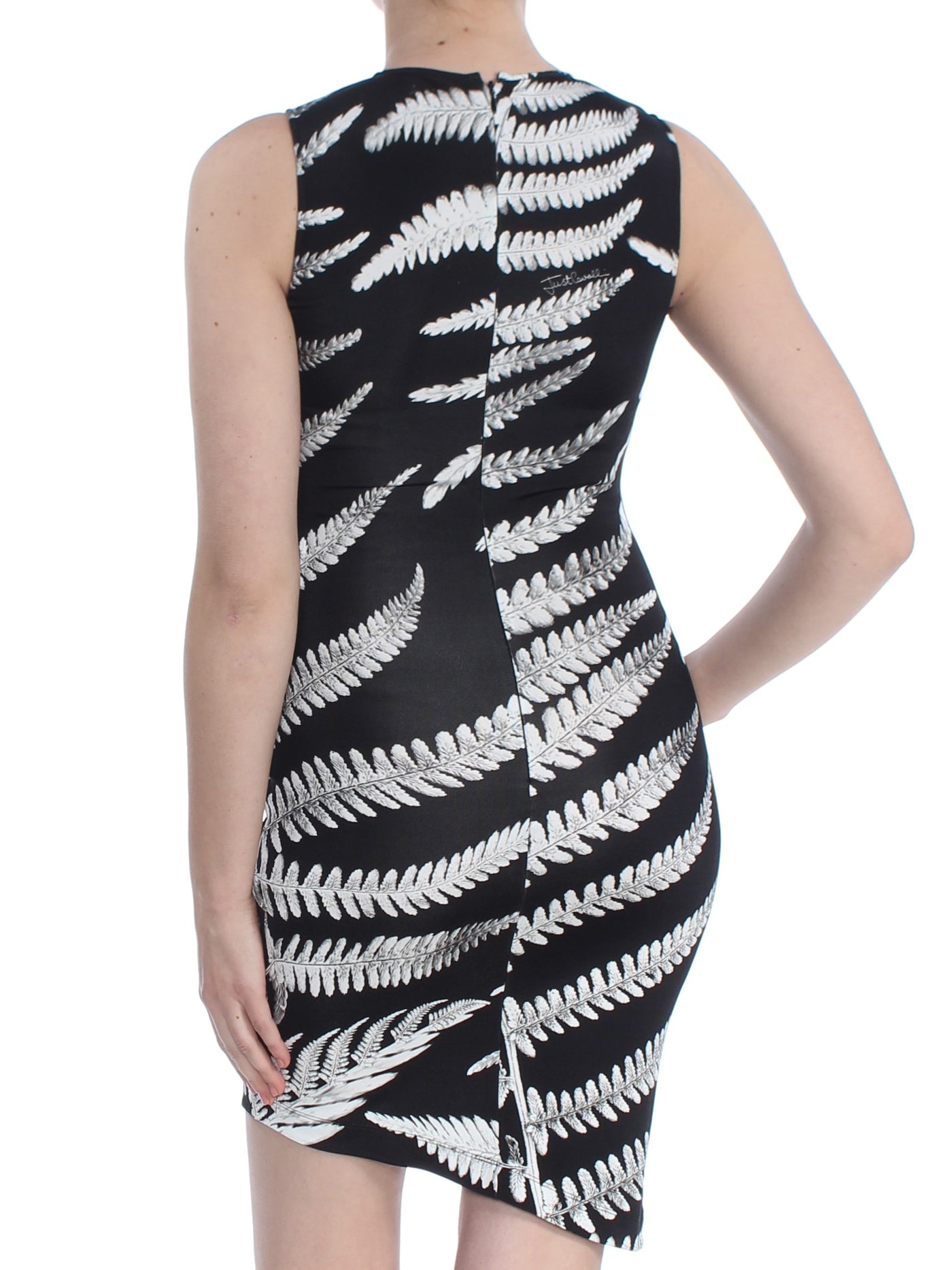 JUST CAVALLI Womens Black Mesh Inset Asymmetrical Sleeveless Mini Cocktail Sheath Dress