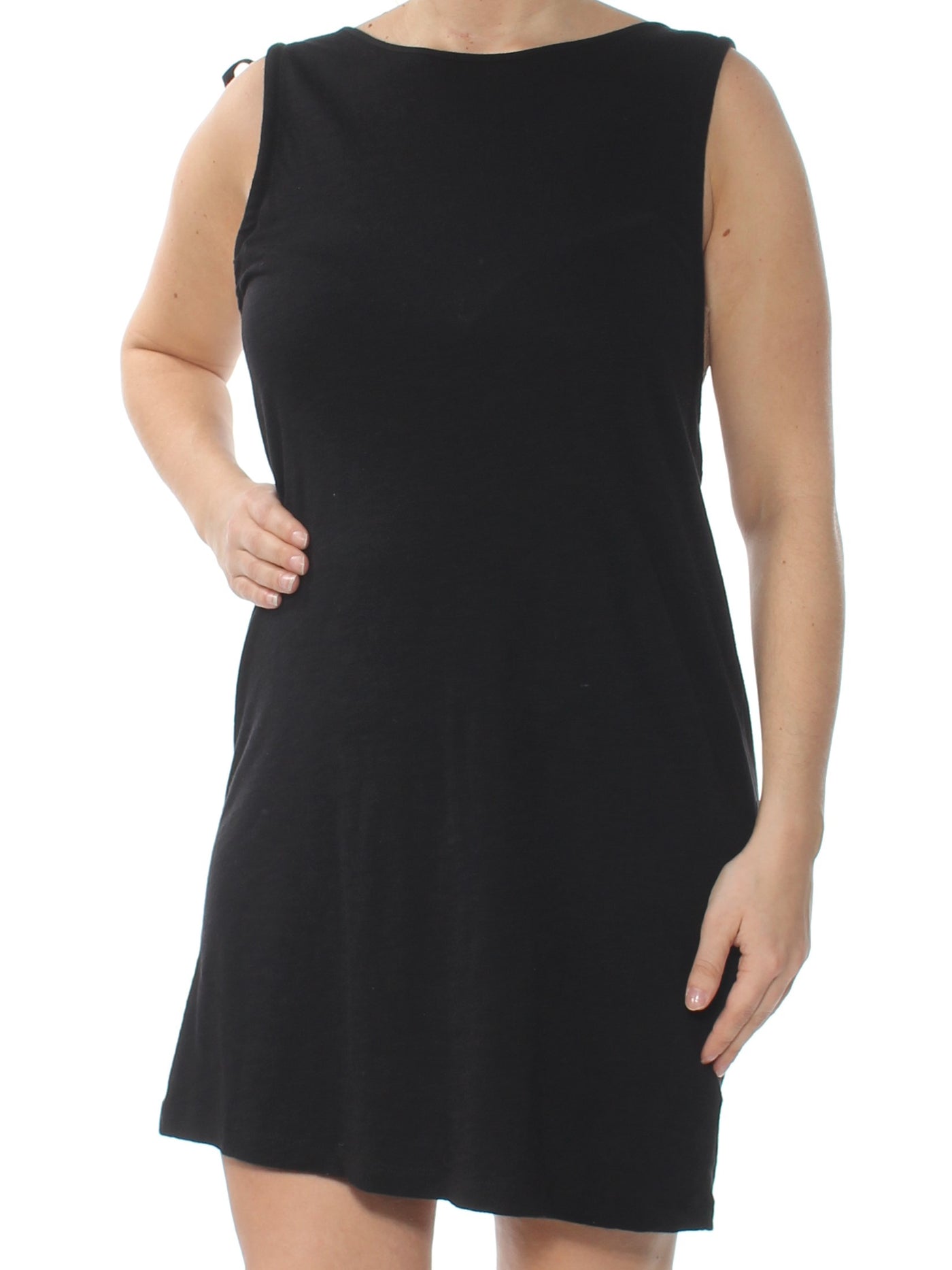 SANCTUARY Womens Black Sleeveless Boat Neck Above The Knee Cocktail Sheath Dress