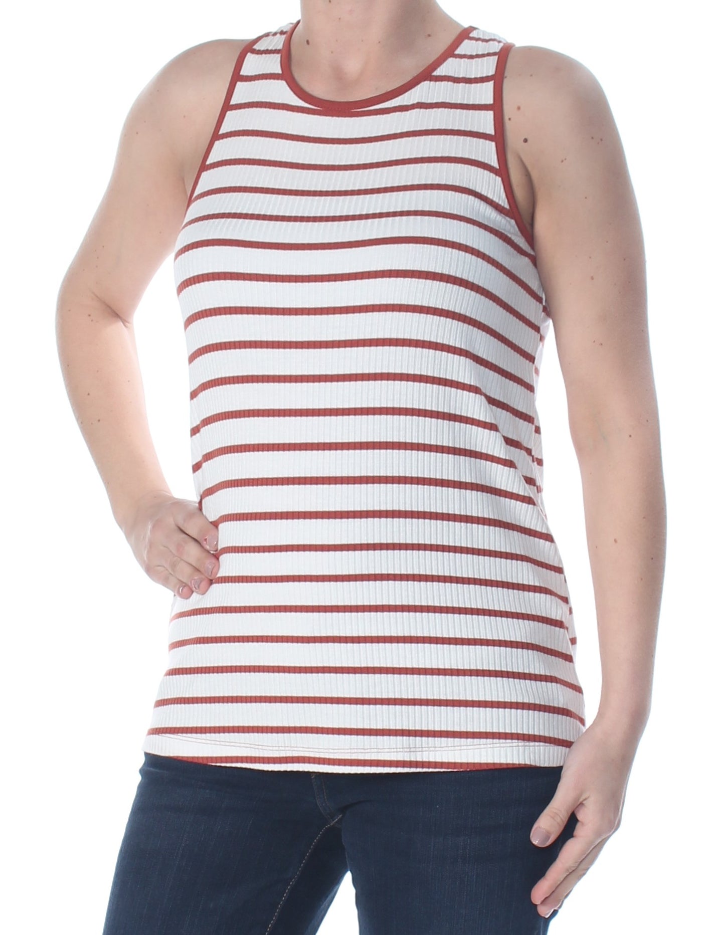 SANCTUARY Womens Brown Striped Sleeveless Scoop Neck Tank Top