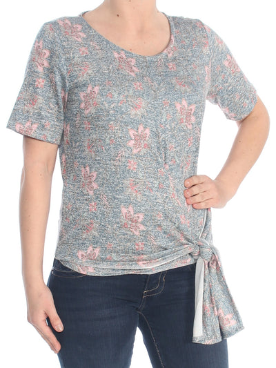 WILLIAM RAST Womens Floral Short Sleeve Jewel Neck Top