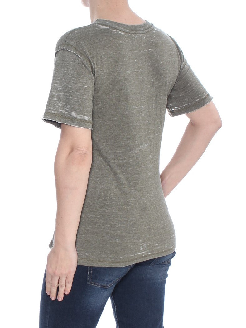 LUCKY BRAND Womens Green Cut Out Heather T-Shirt