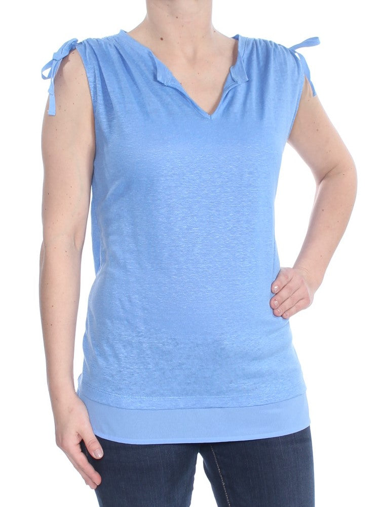 SANCTUARY Womens Light Blue Tie Detail Top