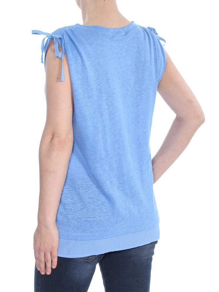 SANCTUARY Womens Light Blue Tie Detail Top