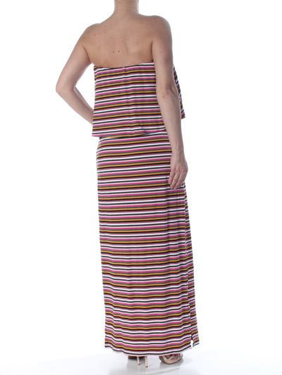 BAR III Womens Pink Striped Sleeveless Strapless Maxi Dress