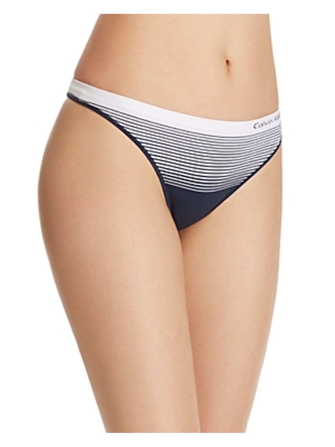 CALVIN KLEIN Intimates Navy Striped Thong Underwear S