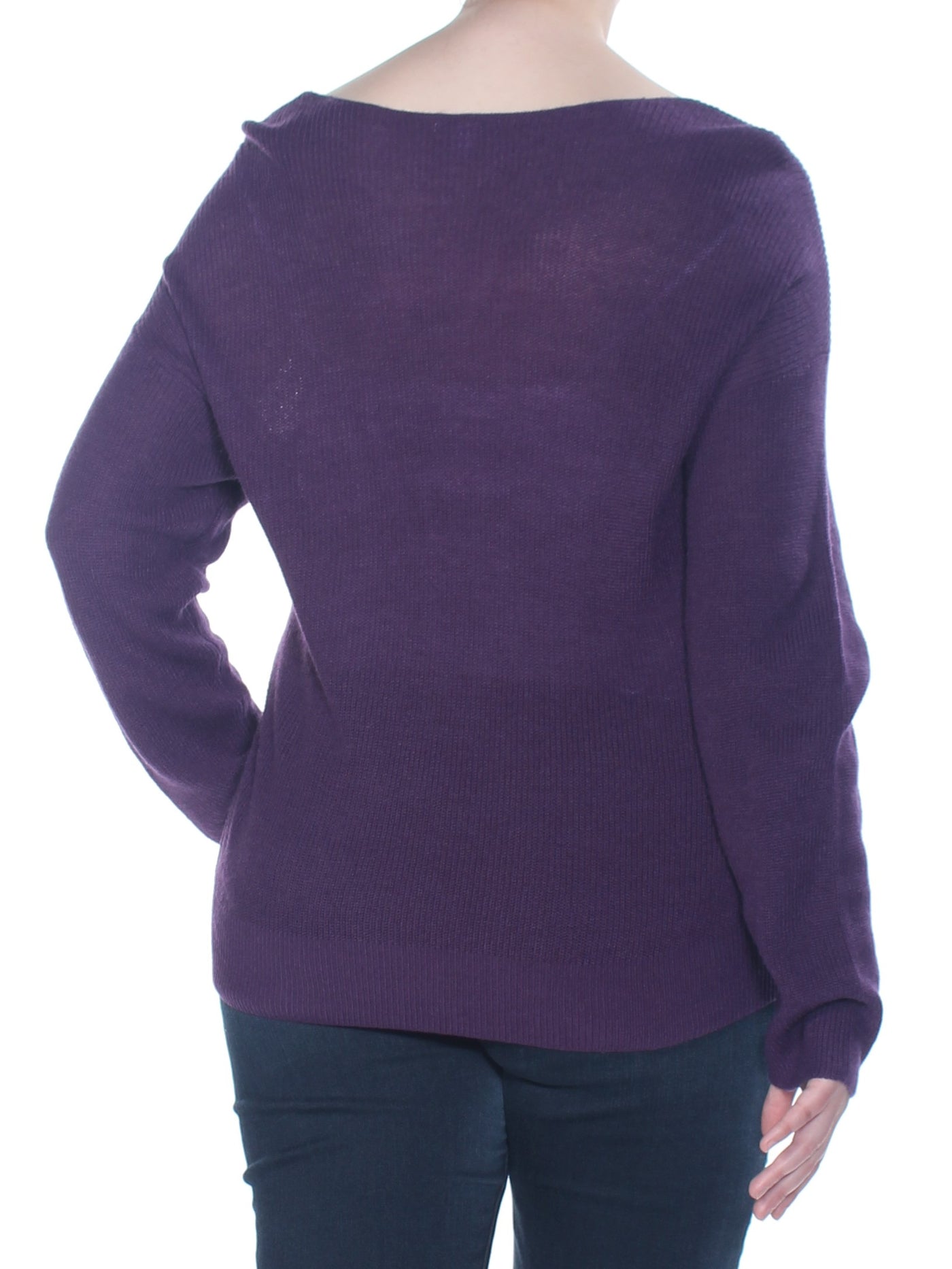 BAR III Womens Purple V Neck Sweater