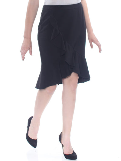 SUPPLY & DEMAND Womens Black Ruffled Above The Knee Tulip Skirt