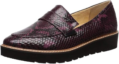 NATURALIZER Womens Purple Snake Cushioned Adiline Almond Toe Platform Slip On Leather Loafers 7 M
