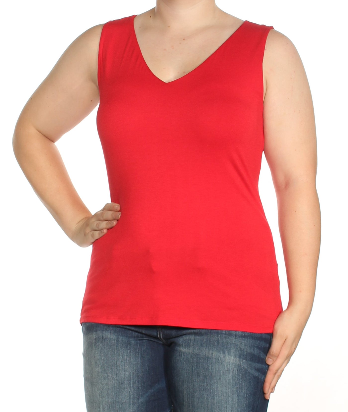 INC Womens Stretch Fitted Sleeveless V Neck Tank Top