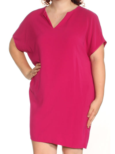 AMERICAN LIVING Womens Purple Dolman Sleeve V Neck Above The Knee Shift T-Shirt Dress