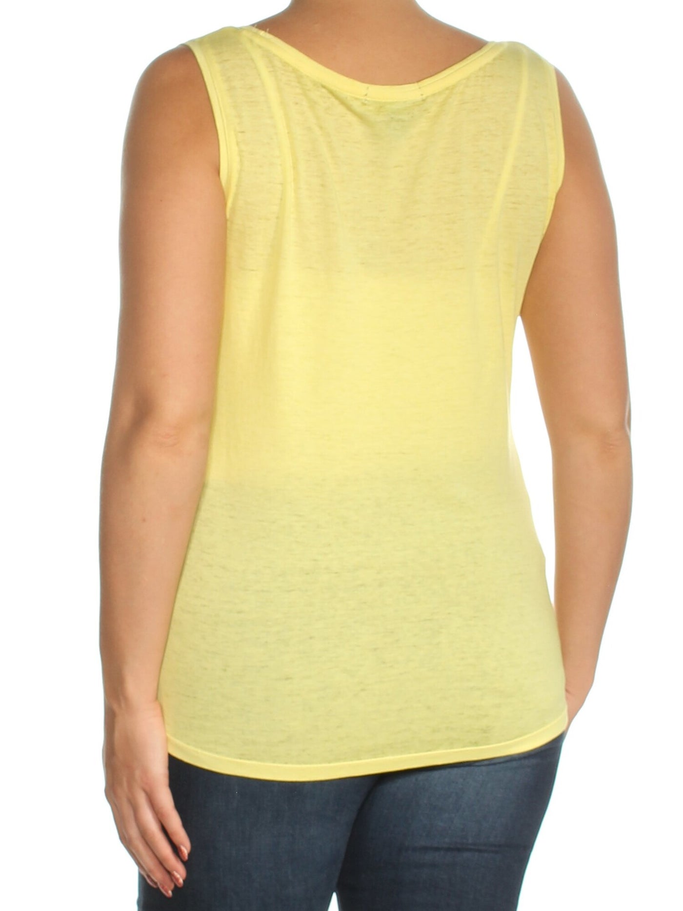 INC Womens Yellow Sleeveless Scoop Neck Top