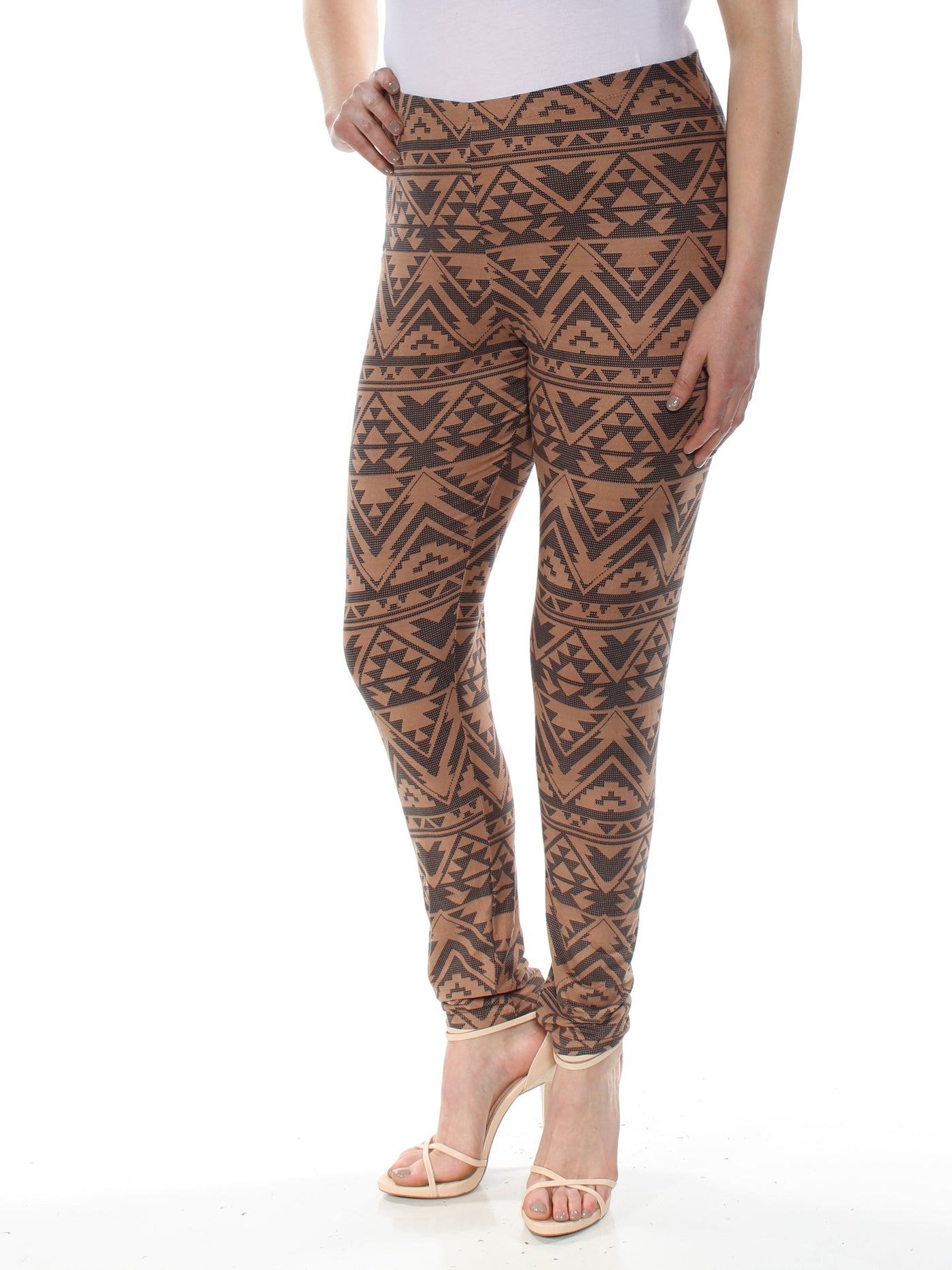 ULTRA FLIRT Womens Brown Pull On Chevron Skinny Leggings