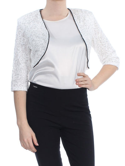 R&M RICHARDS Womens White Bolero Bolero Jacket