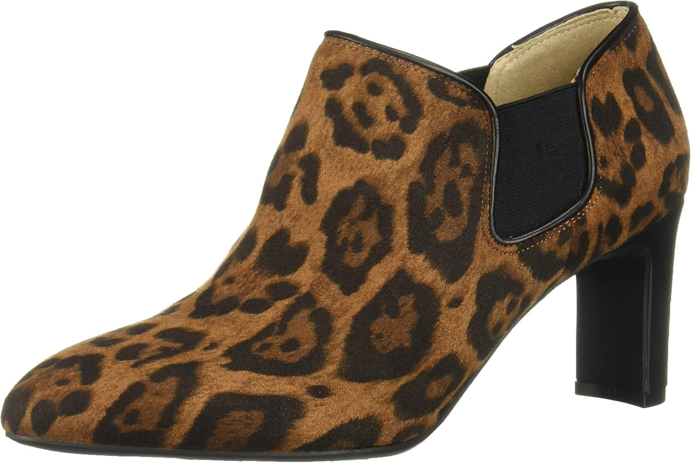 LIFE STRIDE Womens Brown Leopard Print Goring Cushioned Gilmore Round Toe Block Heel Slip On Shootie 9.5 W