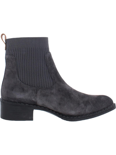 KENNETH COLE Womens Charcoal Gray Mixed Media Ribbed Stretch Inset Back Heel Tab Cushioned Water Resistant Gentle Souls Best Chelsea Round Toe Block Heel Leather Booties 10 M