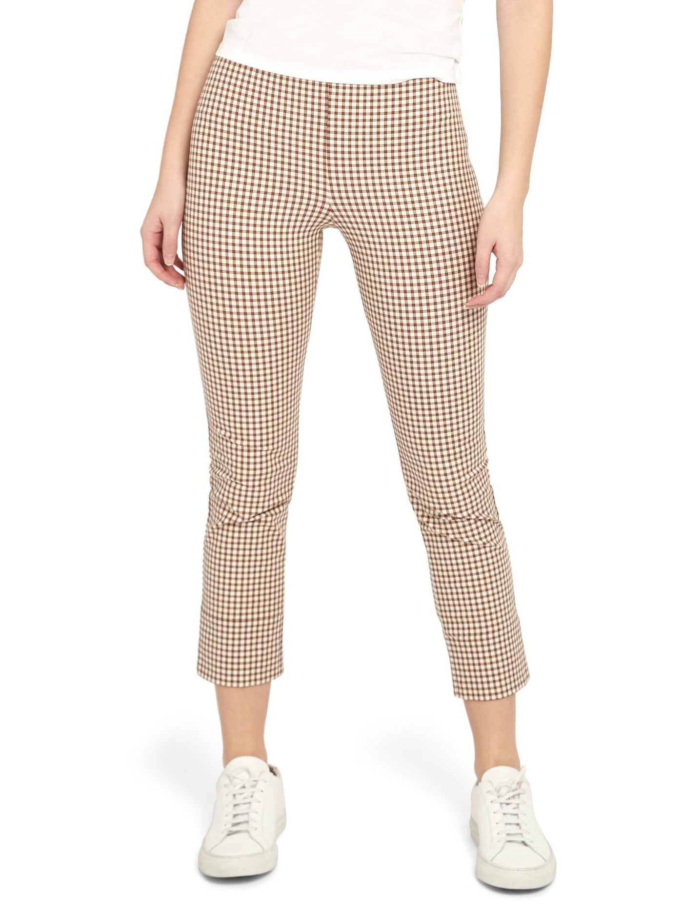 THEORY Womens White Multi-Check Skinny Shorts 4