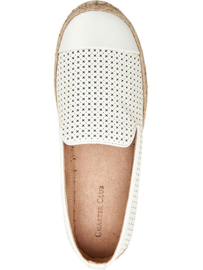 CHARTER CLUB Womens Ivory Perforated Jonii Round Toe Platform Slip On Espadrille Shoes 8 M