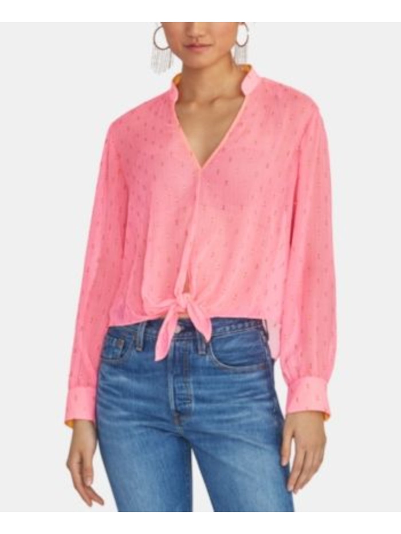 RACHEL ROY Womens Long Sleeve V Neck Blouse