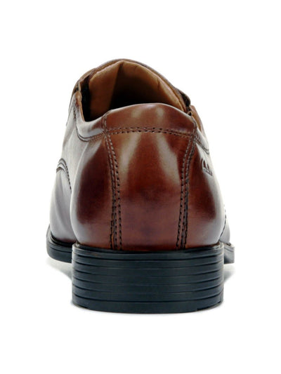 COLLECTION BY CLARKS Mens Brown Logo Accent Padde Collar Goring Cushioned Tilden Walk Round Toe Block Heel Lace-Up Leather Dress Oxford Shoes 9 M