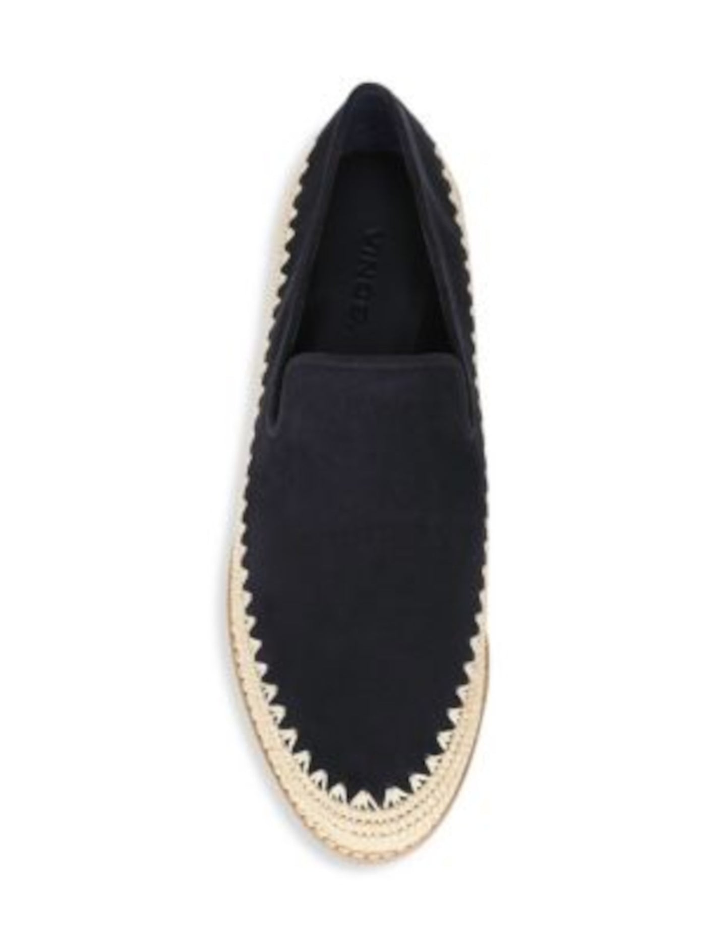 VINCE. Womens Coastal Black Mixed Media Woven Raffia Base Padded Jalen Round Toe Slip On Suede Loafers Shoes