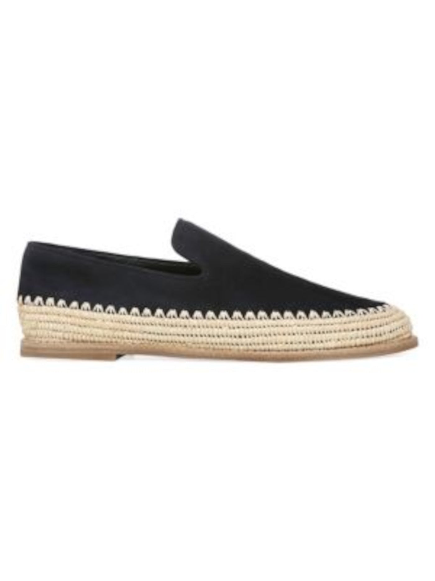 VINCE. Womens Coastal Black Mixed Media Woven Raffia Base Padded Jalen Round Toe Slip On Suede Loafers 6 M