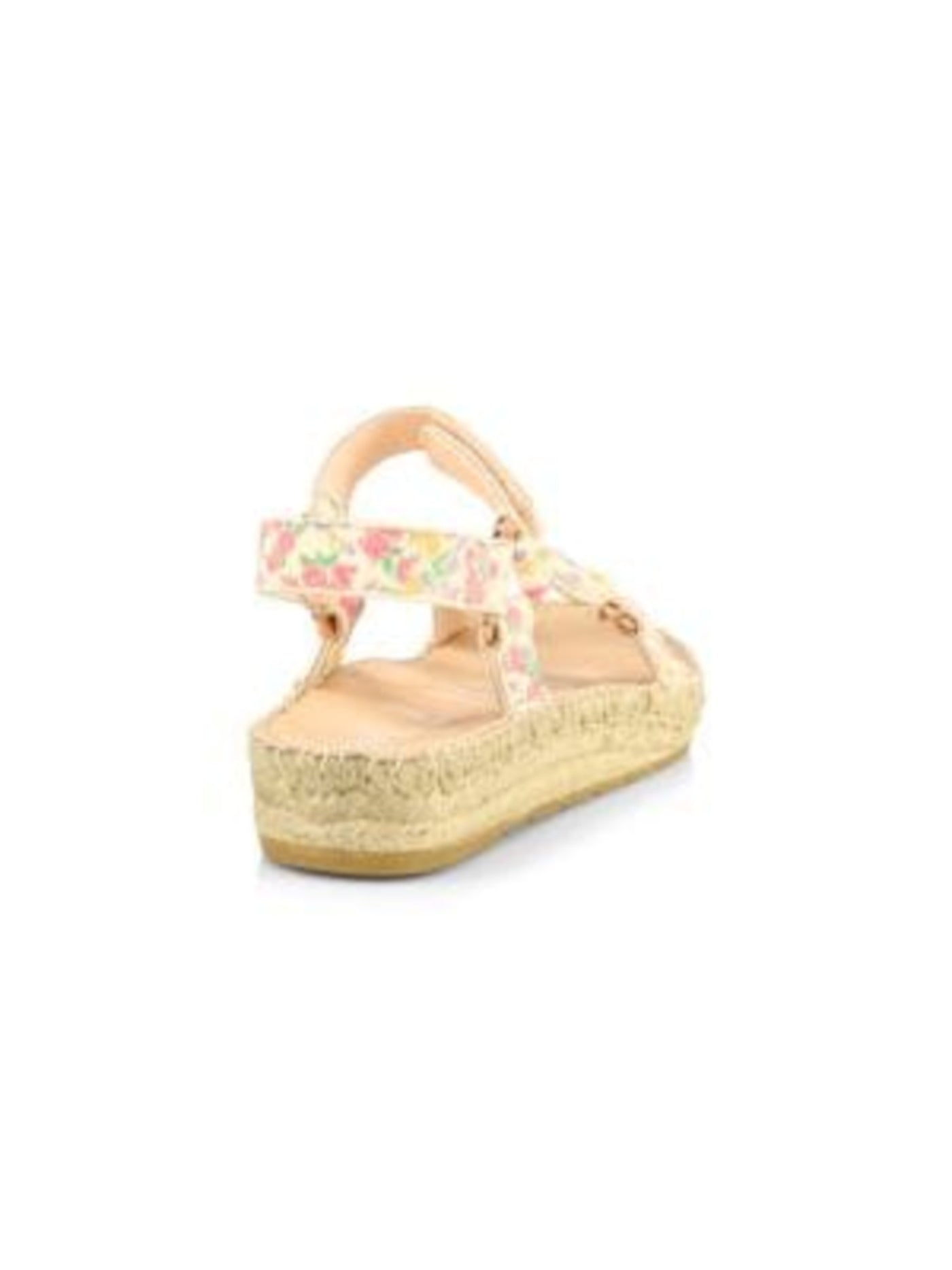 MANEBI Womens Ivory Floral 1" Platform Adjustable Strap Padded X Manebi Open Toe Wedge Suede Espadrille Shoes 39