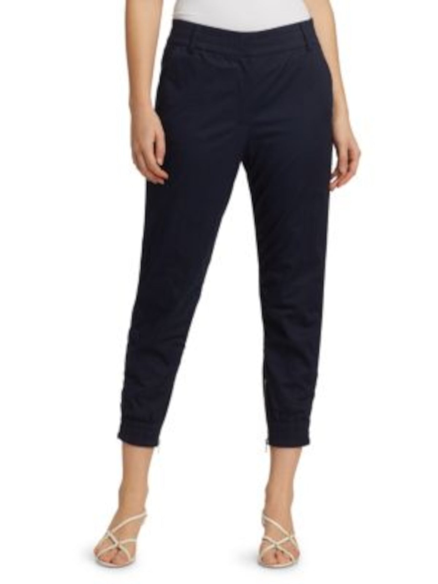 DEREK LAM 10 CROSBY Womens Navy Pocketed Smocked Ankle Zip Pants 8