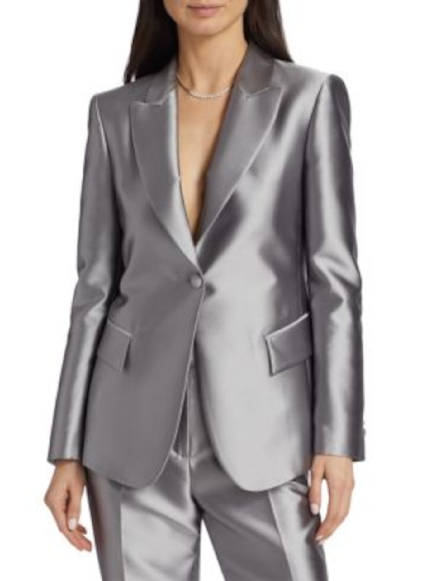 ALBERTA FERRETTI Womens Gray Pocketed Lined Evening Blazer Jacket 2