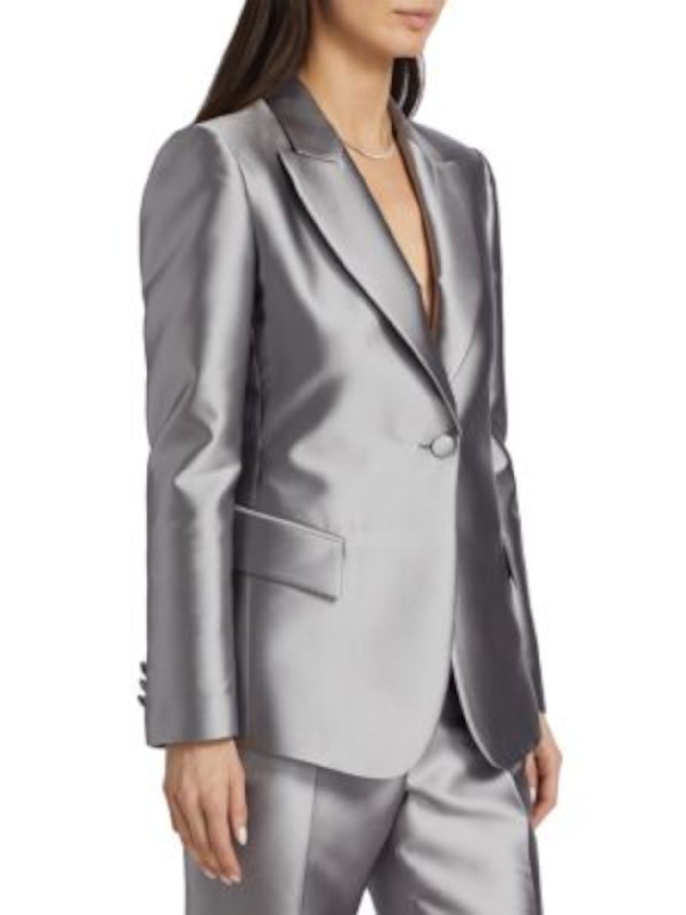 ALBERTA FERRETTI Womens Gray Pocketed Lined Evening Blazer Jacket 2