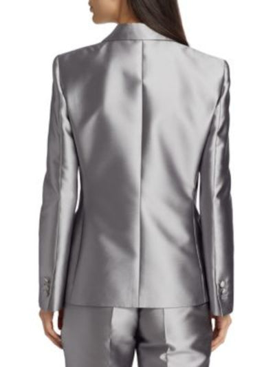 ALBERTA FERRETTI Womens Gray Pocketed Lined Evening Blazer Jacket 2