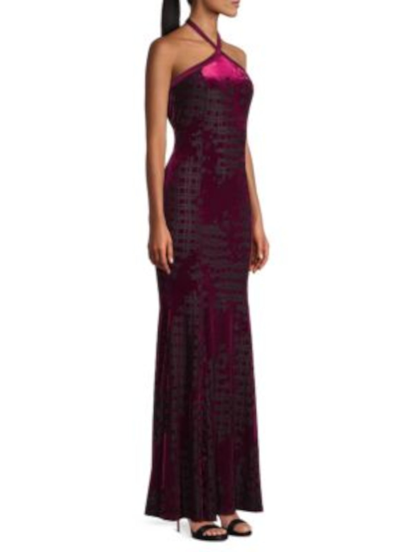 DONNA KARAN NEW YORK Womens Red Zippered Lined Square Back Flared Hem Sleeveless Halter Full-Length Evening Sheath Dress 10
