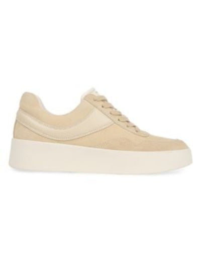 VINCE. Womens Beige Mixed Media 1-1/2" Platform Padded Warren Court Round Toe Wedge Lace-Up Leather Sneakers Shoes 7 M