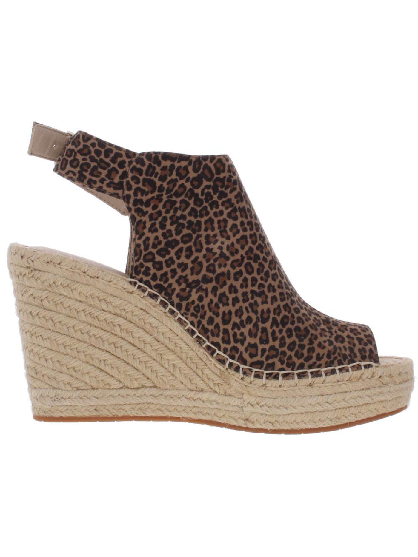 KENNETH COLE Womens Brown Animal Print Peep-Toe Slingback Retro-Inspired 1" Platform Padded Olivia Round Toe Wedge Buckle Espadrille Shoes 9.5 M