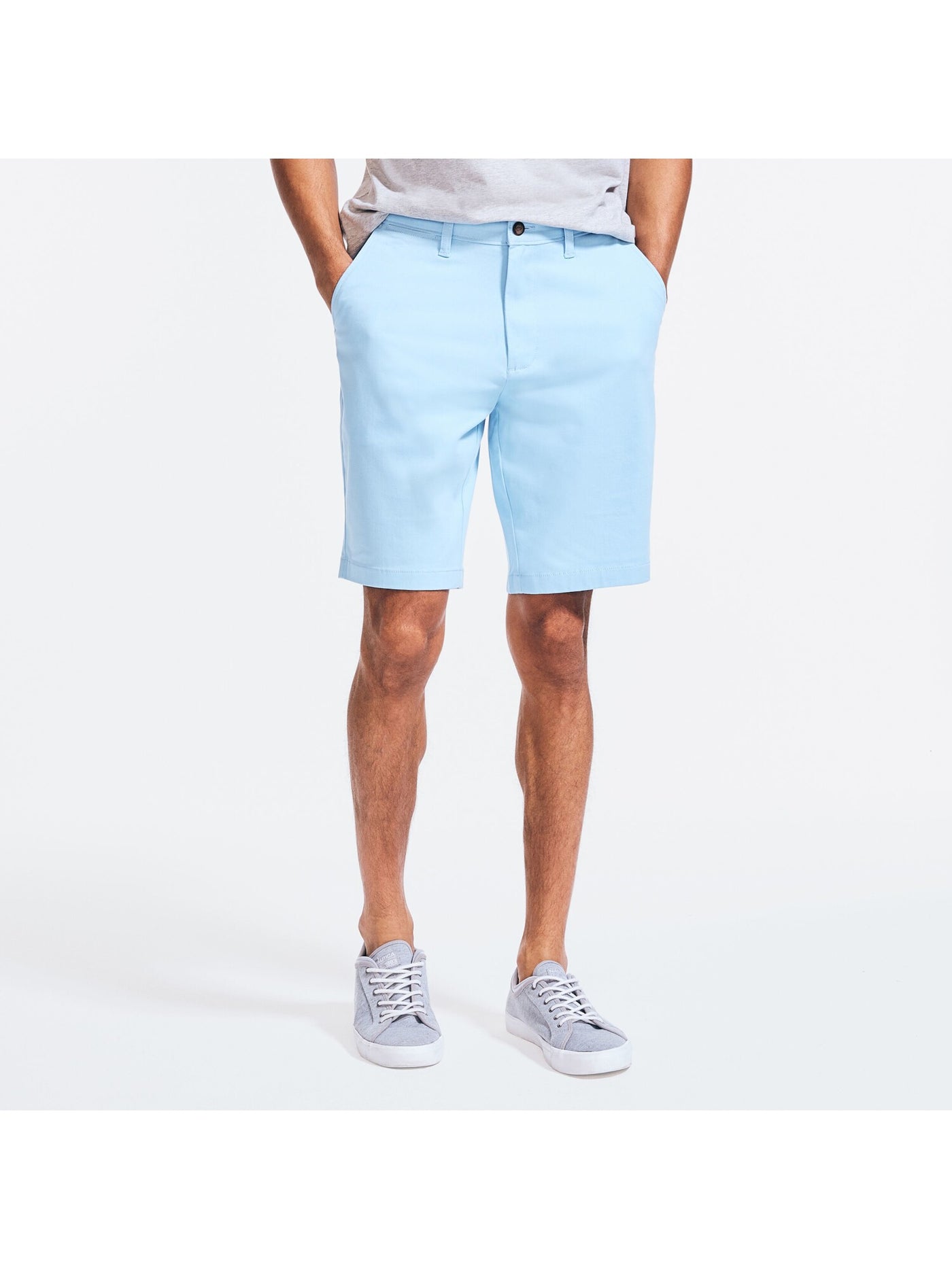 NAUTICA Mens Light Blue Flat Front, Straight Leg Slim Fit Stretch Shorts 38 Waist