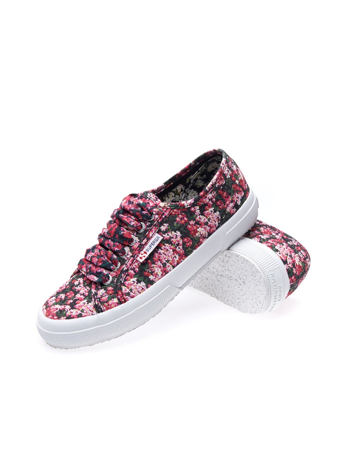 SUPERGA Womens Pink Floral Cushioned X Mary Katrantzou Fantasy Flowers Round Toe Lace-Up Athletic Sneakers Shoes 41