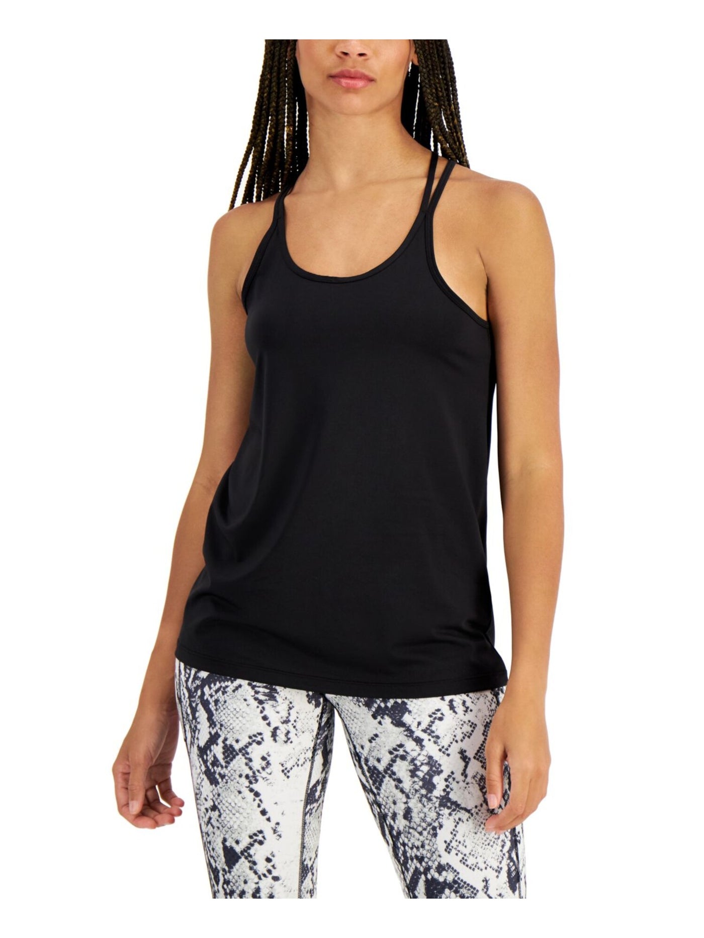 IDEOLOGY Womens Black Stretch Moisture Wicking Strappy Back Ventilation Sleeveless Scoop Neck Tank Top XXL