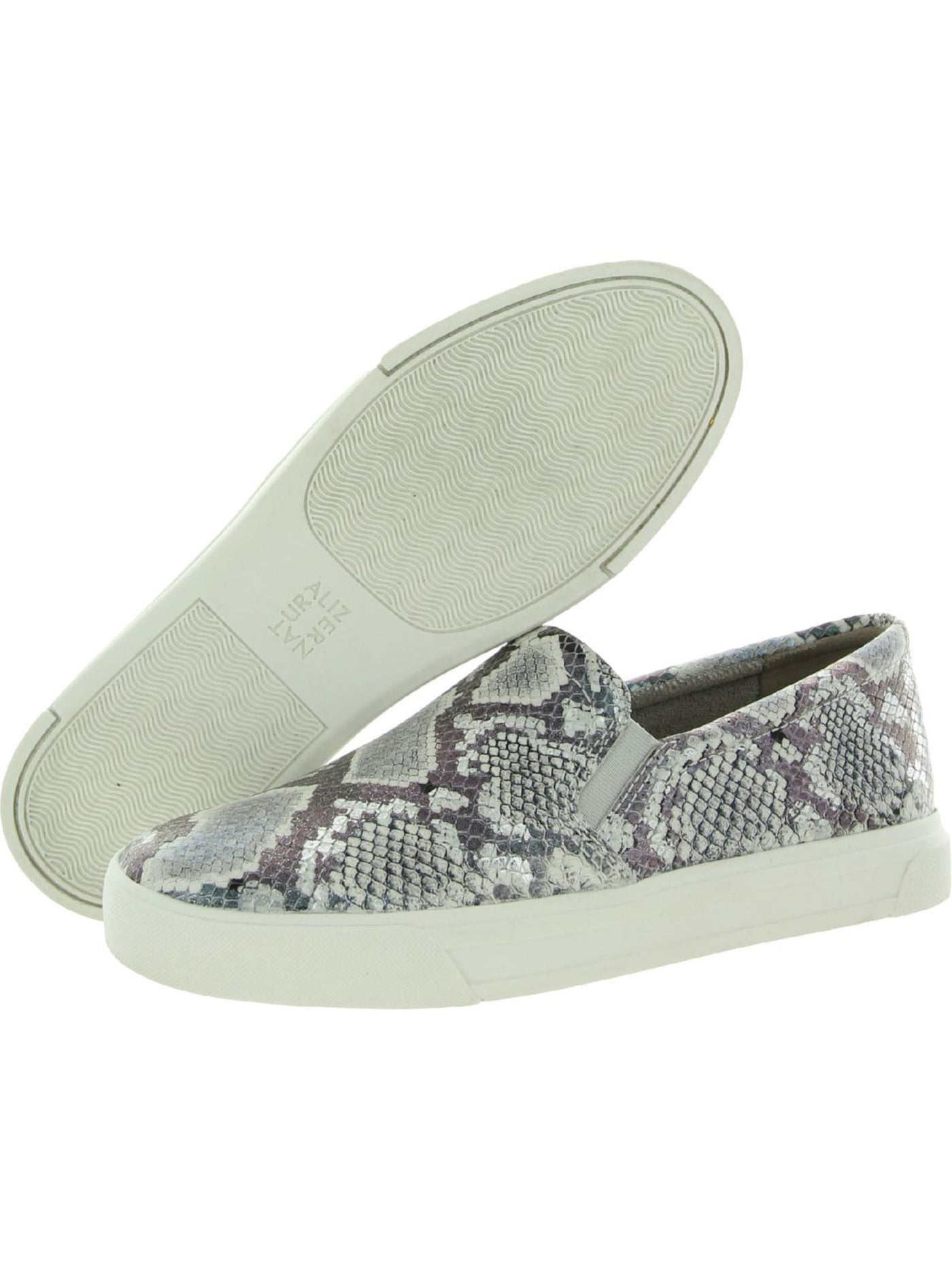 NATURALIZER Womens Silver Snake Skin Non-Slip Aileen Round Toe Slip On Leather Athletic Sneakers 7.5 M