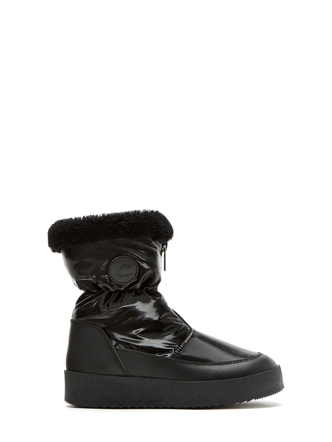 LA CANADIENNE Womens Black Mixed Media Waterproof Padded Eileen Round Toe Platform Zip-Up Winter Boots 38